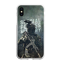 Чехол iPhone XS Max матовый Special forces military, цвет: 3D-белый