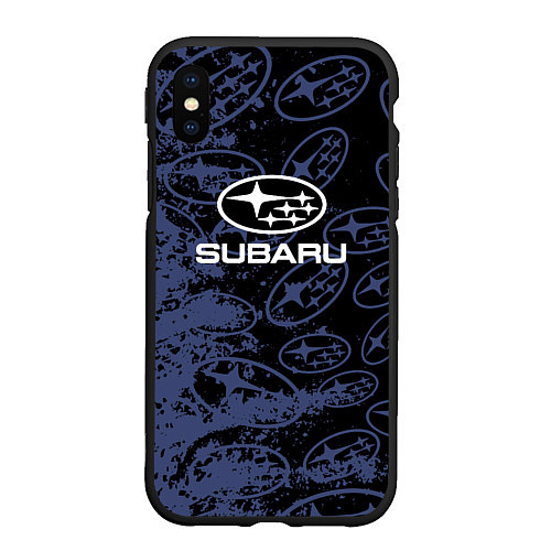 Чехол iPhone XS Max матовый Subaru Pattern спорт / 3D-Черный – фото 1