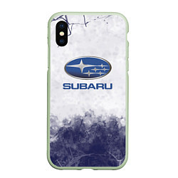 Чехол iPhone XS Max матовый Subaru Трещина, цвет: 3D-салатовый