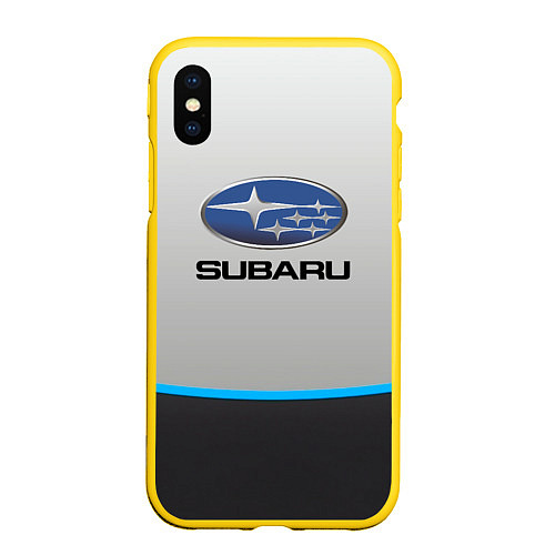 Чехол iPhone XS Max матовый Subaru Неоновая полоса / 3D-Желтый – фото 1