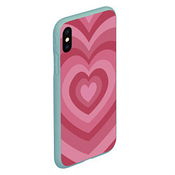 Чехол iPhone XS Max матовый Сердца LOVE, цвет: 3D-мятный — фото 2