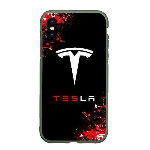 Чехол iPhone XS Max матовый Tesla sport auto / 3D-Темно-зеленый – фото 1
