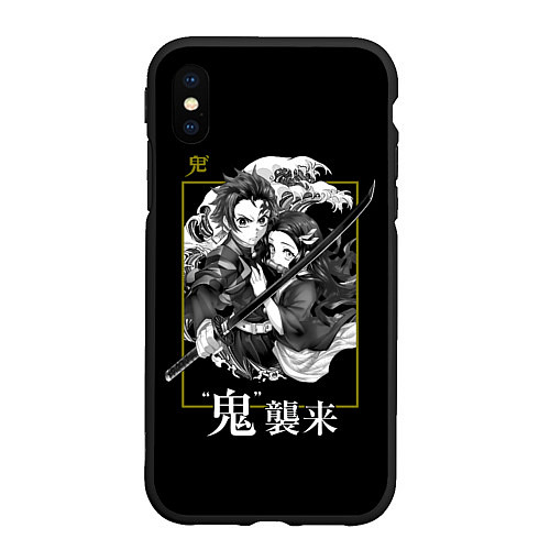 Чехол iPhone XS Max матовый Танджиро и Незуко Камадо / 3D-Черный – фото 1