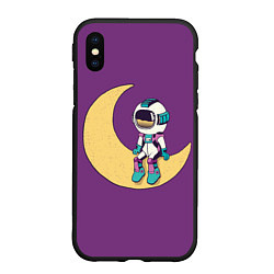 Чехол iPhone XS Max матовый Astronaut on the moon - сидит, цвет: 3D-черный