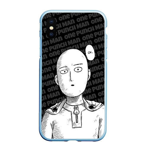 Чехол iPhone XS Max матовый One Punch Man - Сайтама Ванпанчмен / 3D-Голубой – фото 1