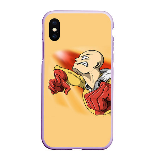 Чехол iPhone XS Max матовый Сайтама - One Punch Man / 3D-Сиреневый – фото 1