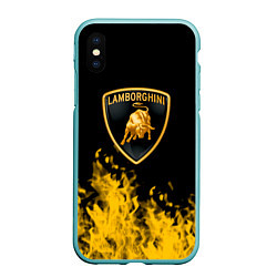 Чехол iPhone XS Max матовый Lamborghini Fire, цвет: 3D-мятный