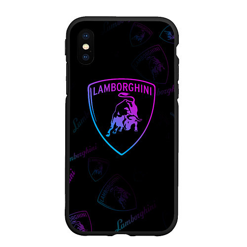 Чехол iPhone XS Max матовый Lamborghini Sport Pattrn / 3D-Черный – фото 1