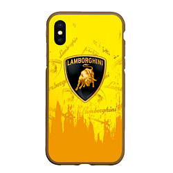 Чехол iPhone XS Max матовый Lamborghini pattern gold