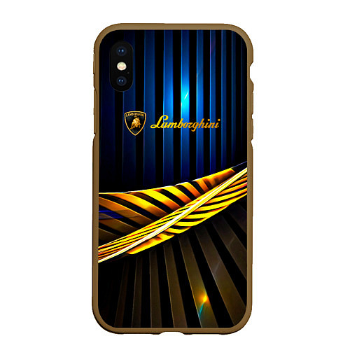 Чехол iPhone XS Max матовый Lamborghini - Марка автомобиля / 3D-Коричневый – фото 1