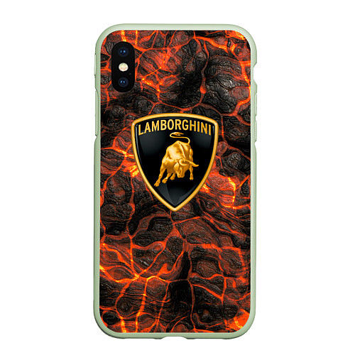 Чехол iPhone XS Max матовый Lamborghini - Вулкан из щелей / 3D-Салатовый – фото 1