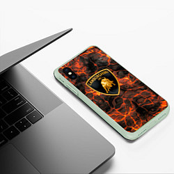 Чехол iPhone XS Max матовый Lamborghini - Вулкан из щелей, цвет: 3D-салатовый — фото 2