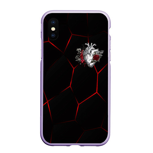 Чехол iPhone XS Max матовый Настоящее сердце в цветах / 3D-Светло-сиреневый – фото 1
