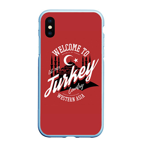 Чехол iPhone XS Max матовый Турция - Turkey / 3D-Голубой – фото 1