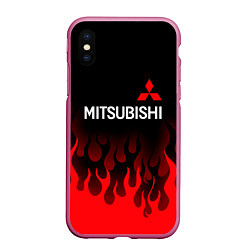 Чехол iPhone XS Max матовый Mitsubishi Огонь, цвет: 3D-малиновый