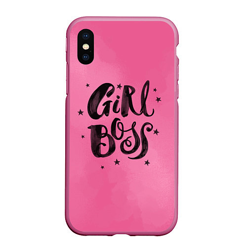 Чехол iPhone XS Max матовый Girl Boss! / 3D-Малиновый – фото 1