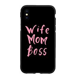 Чехол iPhone XS Max матовый Wife Mom Boss, цвет: 3D-черный