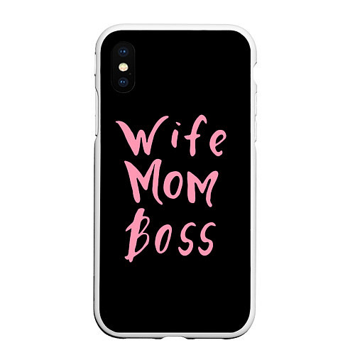 Чехол iPhone XS Max матовый Wife Mom Boss / 3D-Белый – фото 1