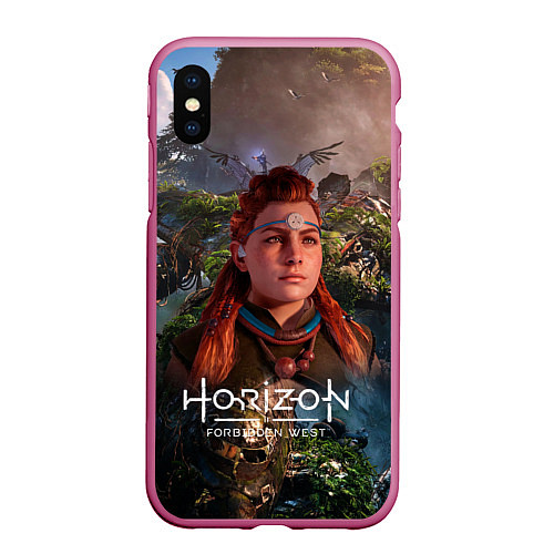 Чехол iPhone XS Max матовый Horizon Forbidden West Элой / 3D-Малиновый – фото 1