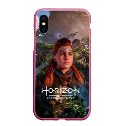 Чехол iPhone XS Max матовый Horizon Forbidden West Элой, цвет: 3D-малиновый