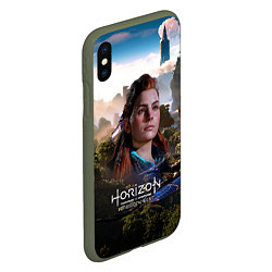 Чехол iPhone XS Max матовый Aloy Horizon Forbidden West game, цвет: 3D-темно-зеленый — фото 2