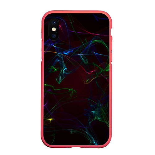 Чехол iPhone XS Max матовый CURVE NEON ABSTRACTION / 3D-Красный – фото 1