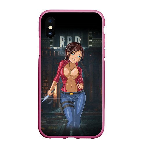 Чехол iPhone XS Max матовый Claire Redfield from Resident Evil 2 remake by sex / 3D-Малиновый – фото 1