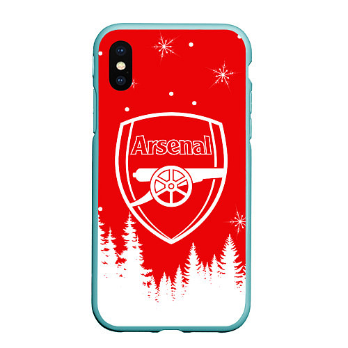 Чехол iPhone XS Max матовый FC ARSENAL WINTER ФК АРСЕНАЛ ЗИМНИЙ СТИЛЬ / 3D-Мятный – фото 1