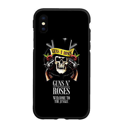 Чехол iPhone XS Max матовый Guns n roses, группа / 3D-Черный – фото 1