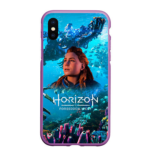 Чехол iPhone XS Max матовый Horizon Forbidden West Подводный мир / 3D-Фиолетовый – фото 1