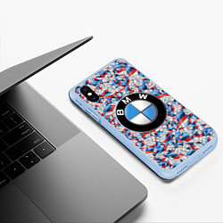 Чехол iPhone XS Max матовый BMW M PATTERN LOGO, цвет: 3D-голубой — фото 2