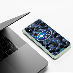 Чехол iPhone XS Max матовый SUBARU BIG LOGO PATTERN, цвет: 3D-салатовый — фото 2