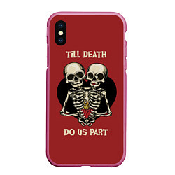 Чехол iPhone XS Max матовый Любовь до Гроба love till death, цвет: 3D-малиновый