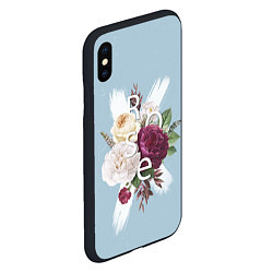 Чехол iPhone XS Max матовый Flowers Rose, цвет: 3D-черный — фото 2