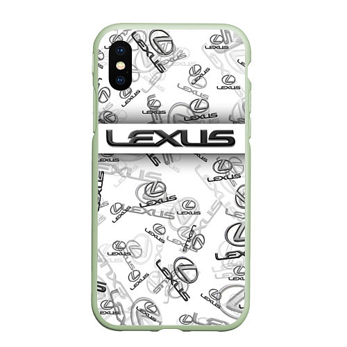 Чехол iPhone XS Max матовый LEXUS BIG EMBLEMA PATTERN / 3D-Салатовый – фото 1