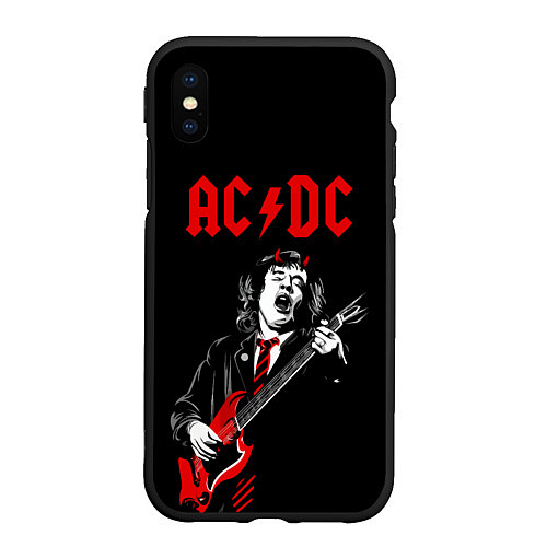 Чехол iPhone XS Max матовый AC DC Ангус Янг гитарист / 3D-Черный – фото 1