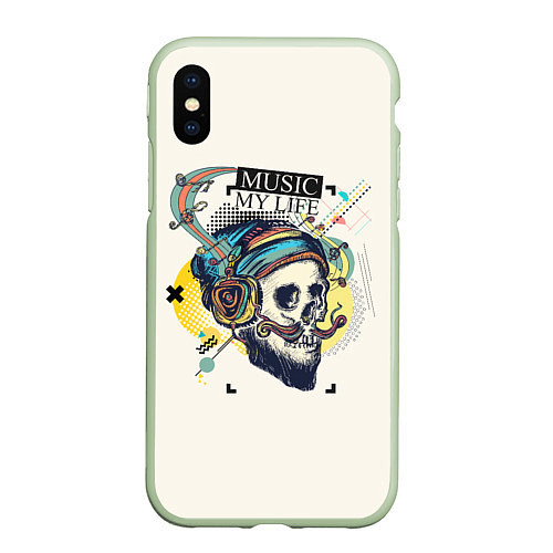 Чехол iPhone XS Max матовый Музыка Моя Жизнь Music My Life / 3D-Салатовый – фото 1