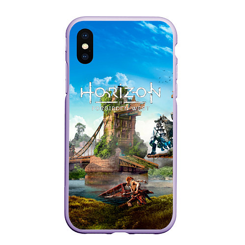 Чехол iPhone XS Max матовый Horizon Forbidden West - разрушенный мост / 3D-Светло-сиреневый – фото 1