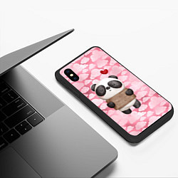 Чехол iPhone XS Max матовый Панда с сердечком love, цвет: 3D-черный — фото 2