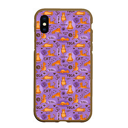 Чехол iPhone XS Max матовый Кошачья Йога, цвет: 3D-коричневый