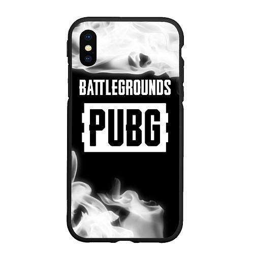 Чехол iPhone XS Max матовый ПАБГ: БАТЛГРАУНД PUBG Fire / 3D-Черный – фото 1