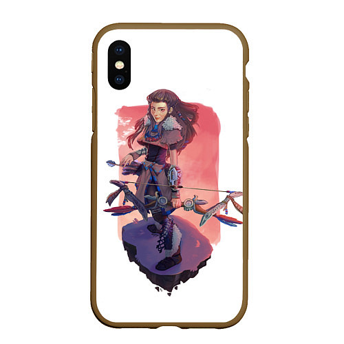 Чехол iPhone XS Max матовый Aloy Forbidden West / 3D-Коричневый – фото 1