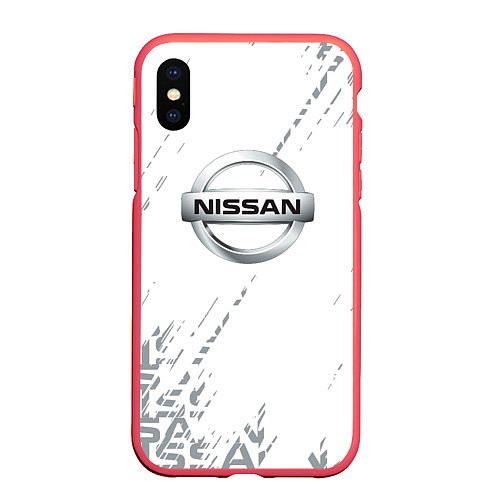 Чехол iPhone XS Max матовый Ниссан nissan Паттерн / 3D-Красный – фото 1