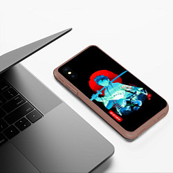 Чехол iPhone XS Max матовый Танджиро Комадо Силуэт Клинок рассекающий демонов, цвет: 3D-коричневый — фото 2