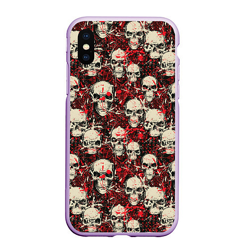 Чехол iPhone XS Max матовый Кровавые Черепа Skulls / 3D-Сиреневый – фото 1