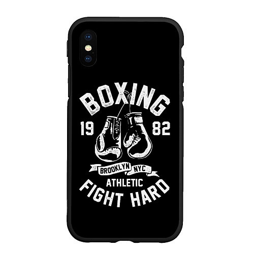 Чехол iPhone XS Max матовый БОКС, БОКСЕРСКИЕ ПЕРЧАТКИ BOXING / 3D-Черный – фото 1