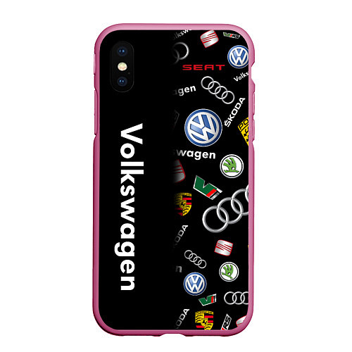 Чехол iPhone XS Max матовый Volkswagen Group Half Pattern / 3D-Малиновый – фото 1