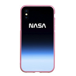 Чехол iPhone XS Max матовый NASA с МКС, цвет: 3D-розовый