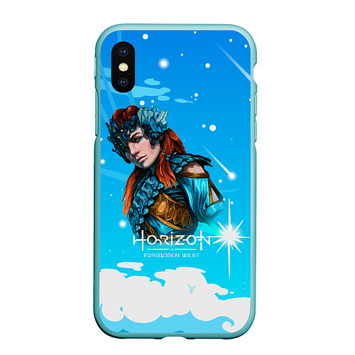 Чехол iPhone XS Max матовый Horizon Forbidden West Art / 3D-Мятный – фото 1