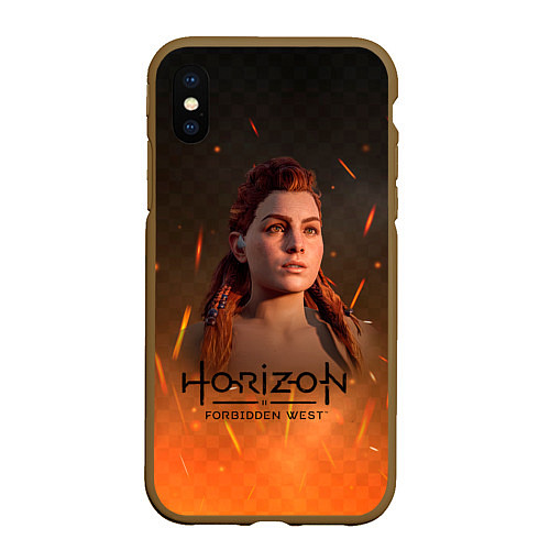 Чехол iPhone XS Max матовый Horizon Forbidden West: Fire / 3D-Коричневый – фото 1